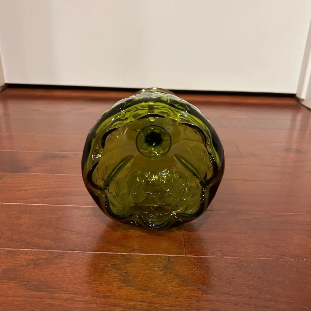 VTG Indiana Glass Avocado Green Pedestal 9